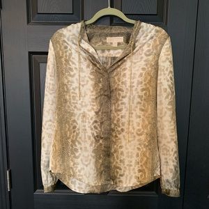 MK snake skin silk button down blouse